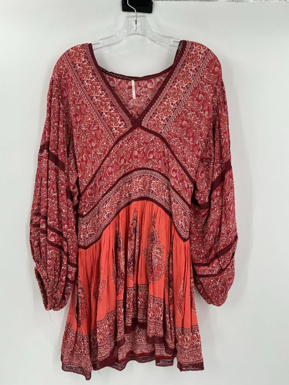Free People Luna Scarf Print Tunic in red. - Picture 2 of 9